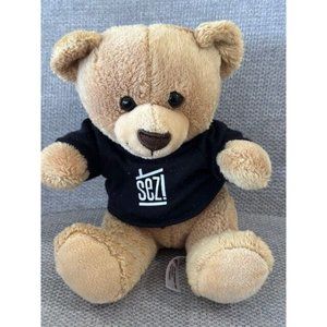 Minifeet Beige Bear Sez Sez! Black t shirt Plush Stuffed Animal MBW Sitting Toy